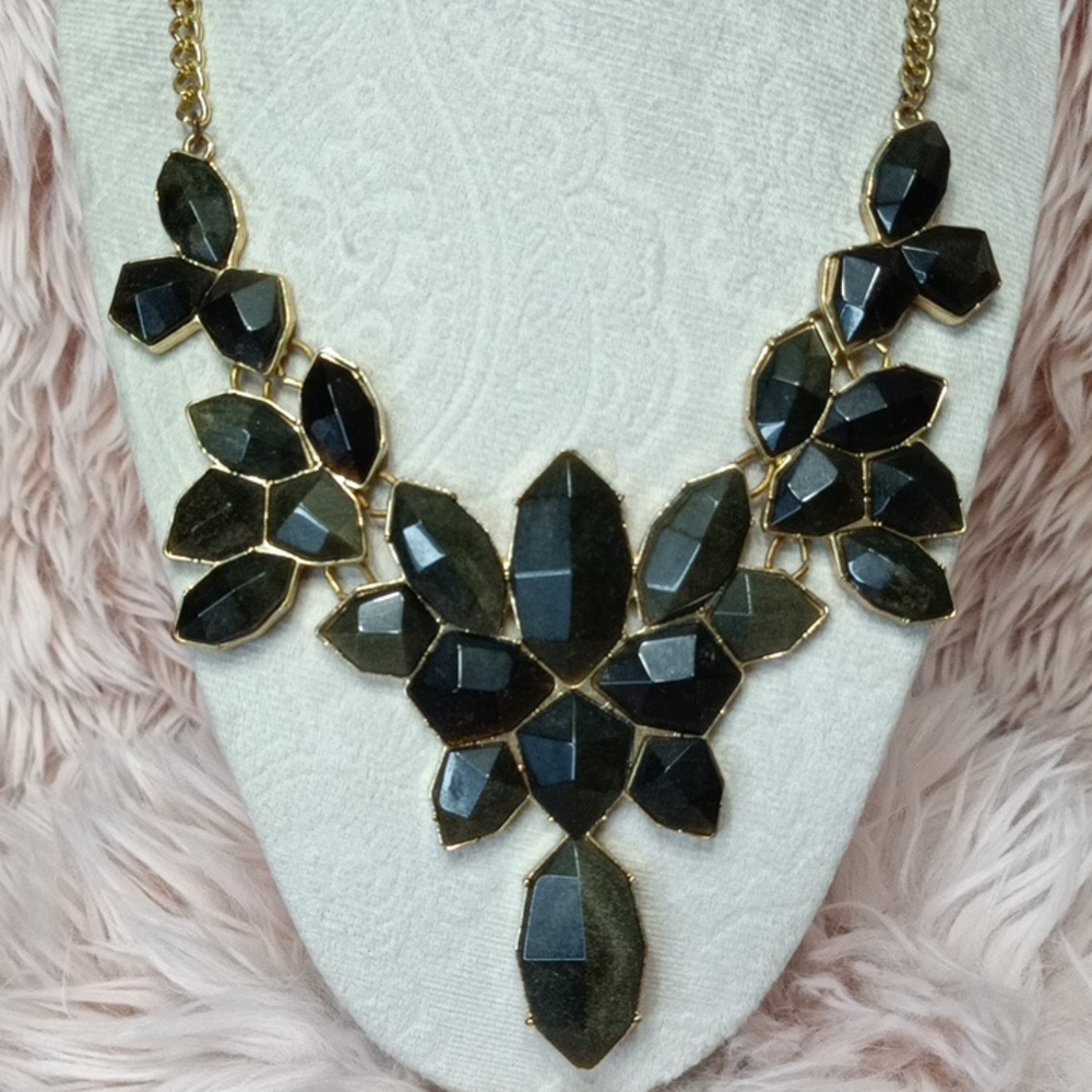Jessica Simpson Stone Gold Chain Bib Necklace